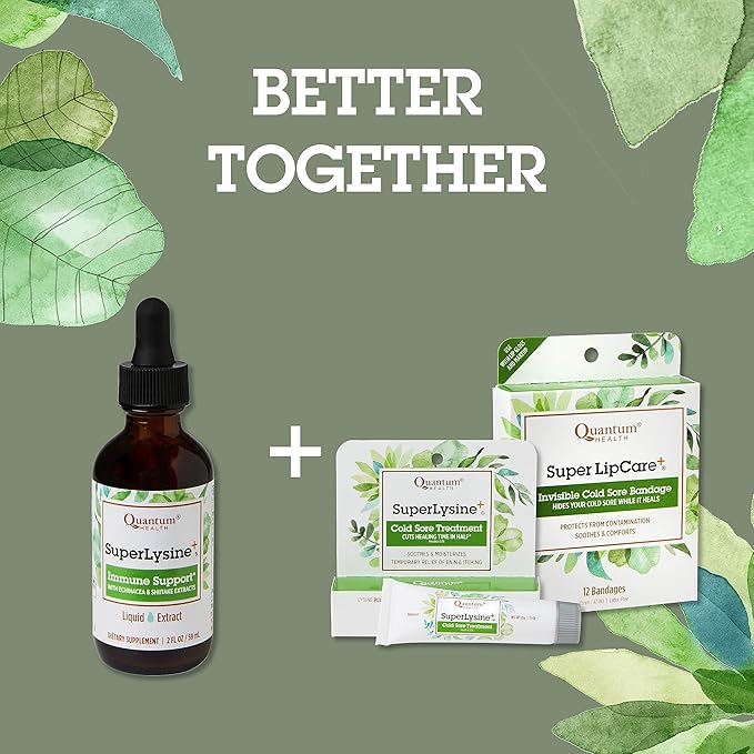 Quantum Health SuperLysine+ Liquid Immune Support Supplement - Powerful Lysine Echinacea Vitamin D3 Bee Propolis & Shitake Daily Wellness Blend for Women & Men, Fast Absorption - 2 Ounce