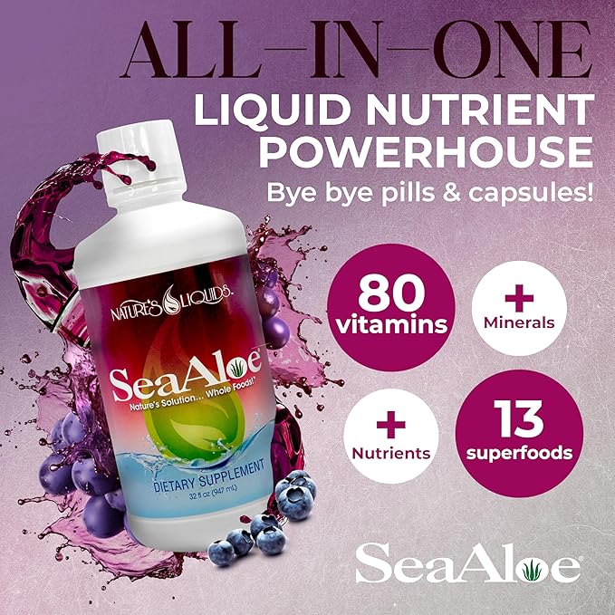 Nature's Liquids Aloe Vera Juice Oceanic Elixir - Proprietary Botanical Blend for Thyroid, Digestion and Immune Support, 32oz (Pack of 2)